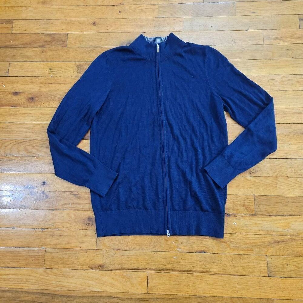 Patrick Assouf Merino Wool Ribbed Full Zip Cardigan
